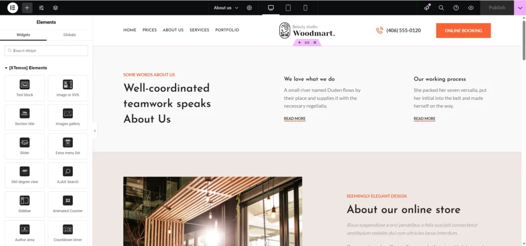Wordpress Elementor szerkesztő