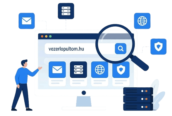 Domain névhez tartozó vezérlőpult, DNS- és IP-ellenőrzés pillanatok alatt - egyetlen gyors keresés segítségével.